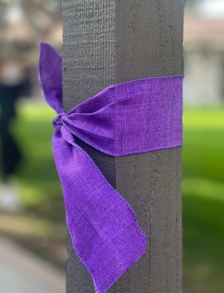 Purple Ribbons on Campus for Lent